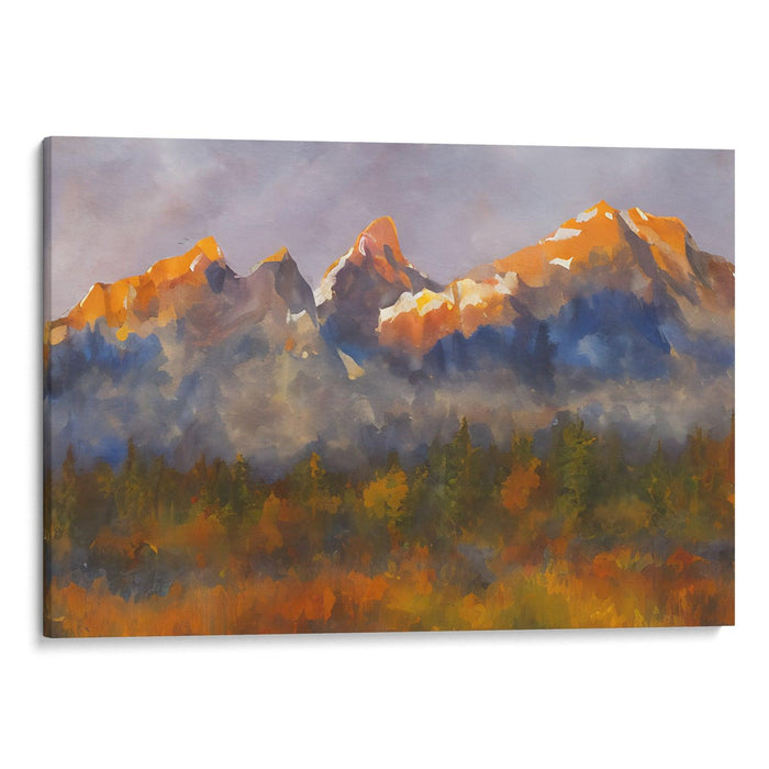 Abstract Rocky Mountains Print - Canvas Art Print by Kanvah