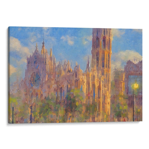 Impressionism Barcelona Print - Canvas Art Print by Kanvah