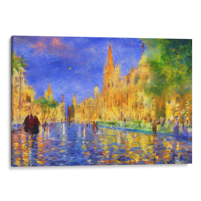 Impressionism Barcelona Print - Canvas Art Print by Kanvah