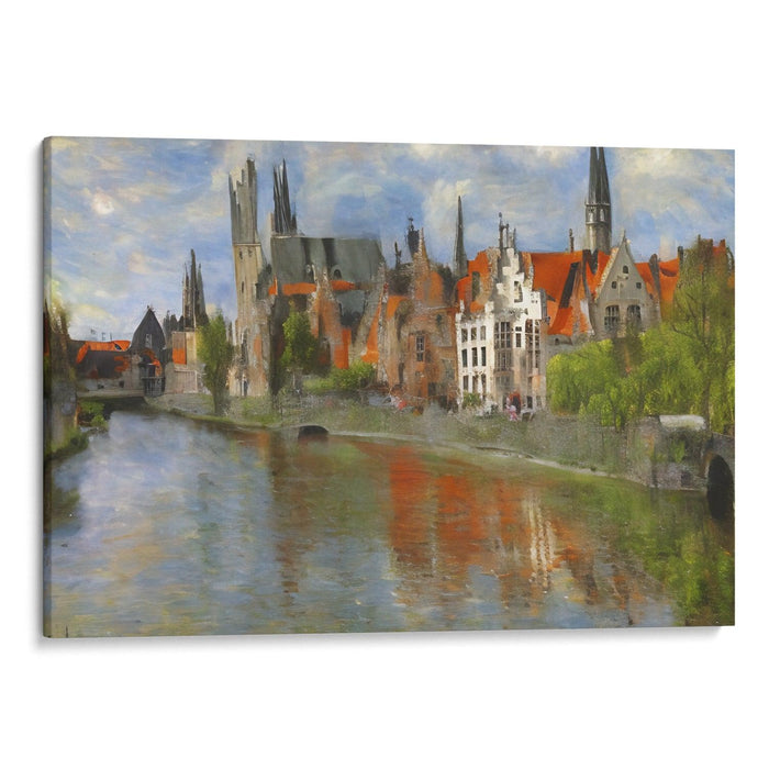 Impressionism Bruges Print - Canvas Art Print by Kanvah