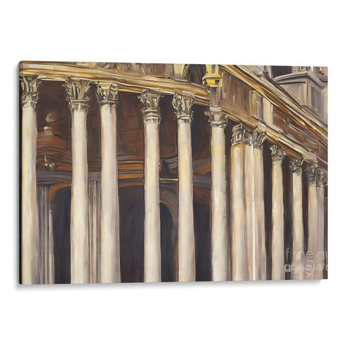 Realism Colonnade of St. Peter's Basilica Print - Canvas Art Print by Kanvah