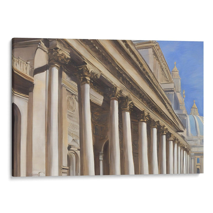 Realism Colonnade of St. Peter's Basilica Print - Canvas Art Print by Kanvah