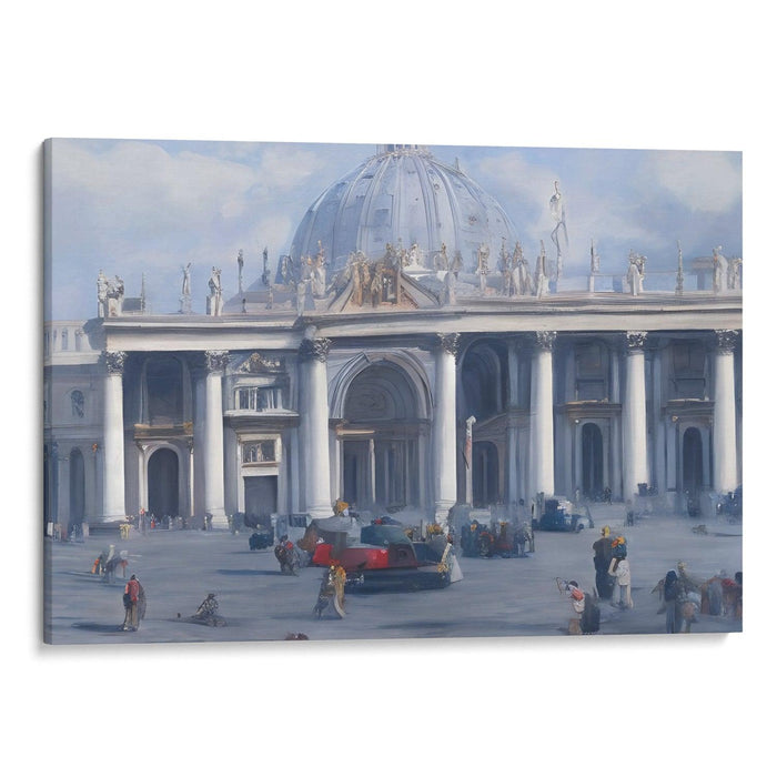 Realism Colonnade of St. Peter's Basilica Print - Canvas Art Print by Kanvah