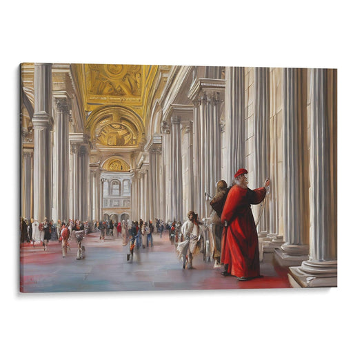 Realism Colonnade of St. Peter's Basilica Print - Canvas Art Print by Kanvah