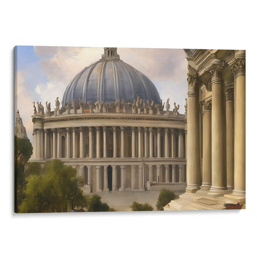 Realism Colonnade of St. Peter's Basilica Print - Canvas Art Print by Kanvah