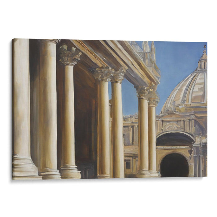 Realism Colonnade of St. Peter's Basilica Print - Canvas Art Print by Kanvah