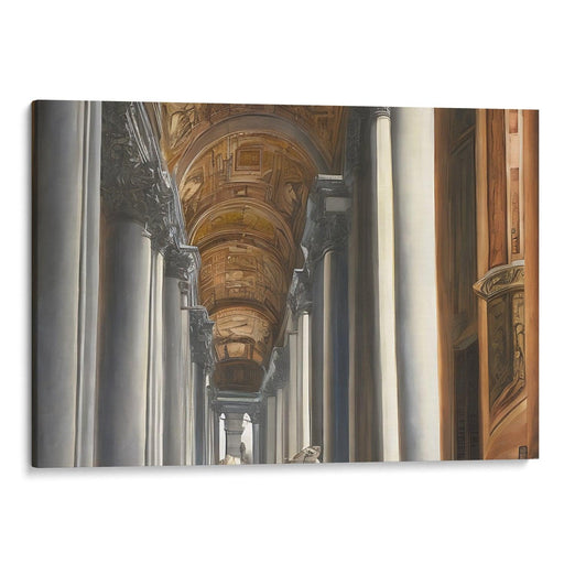 Realism Colonnade of St. Peter's Basilica Print - Canvas Art Print by Kanvah