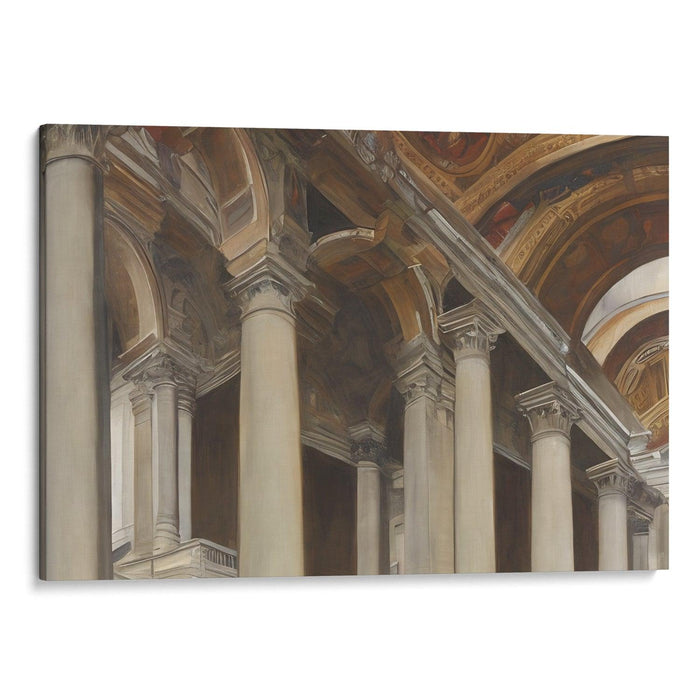 Realism Colonnade of St. Peter's Basilica Print - Canvas Art Print by Kanvah