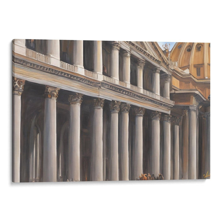 Realism Colonnade of St. Peter's Basilica Print - Canvas Art Print by Kanvah