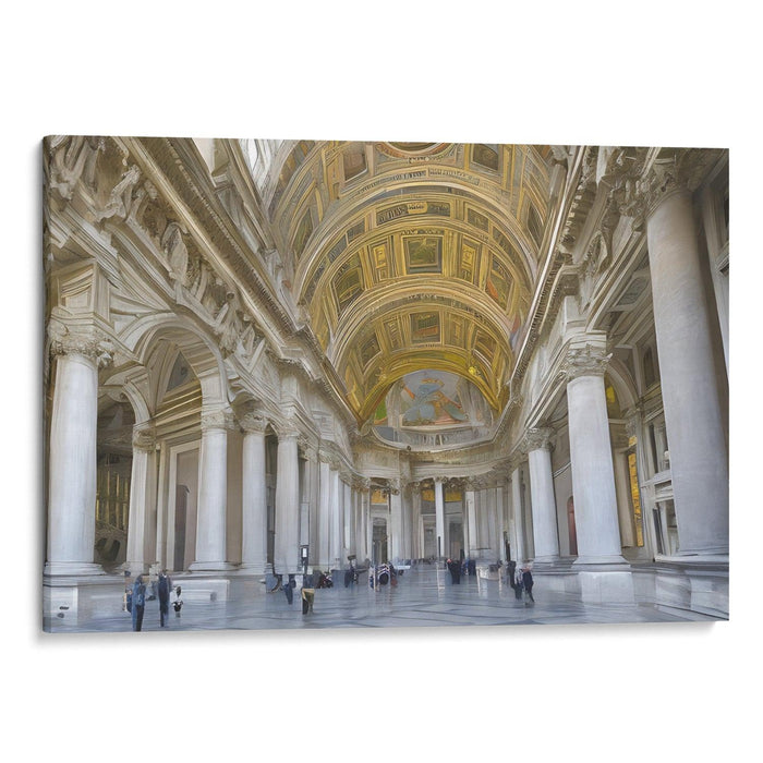 Realism Colonnade of St. Peter's Basilica Print - Canvas Art Print by Kanvah