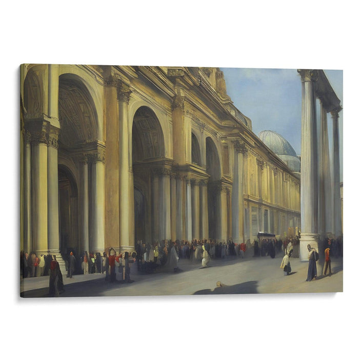 Realism Colonnade of St. Peter's Basilica Print - Canvas Art Print by Kanvah