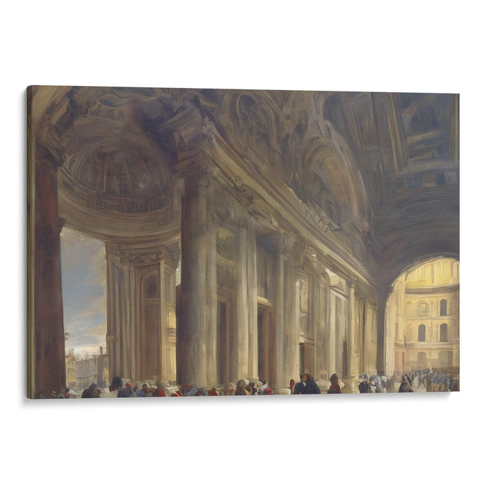 Realism Colonnade of St. Peter's Basilica Print - Canvas Art Print by Kanvah