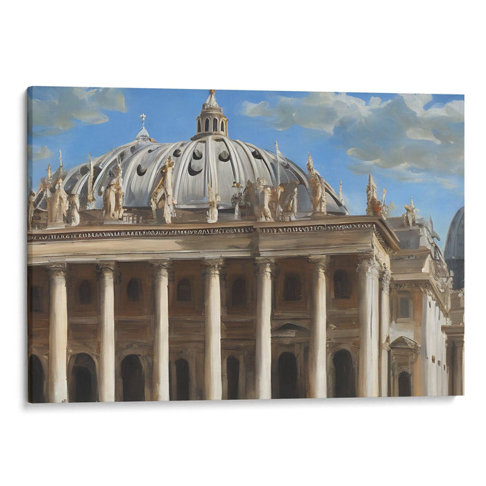 Realism Colonnade of St. Peter's Basilica Print - Canvas Art Print by Kanvah