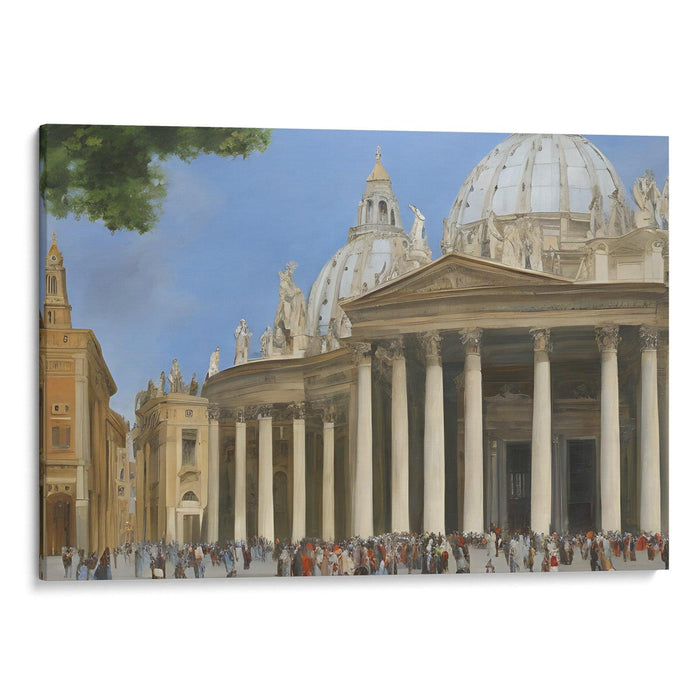 Realism Colonnade of St. Peter's Basilica Print - Canvas Art Print by Kanvah