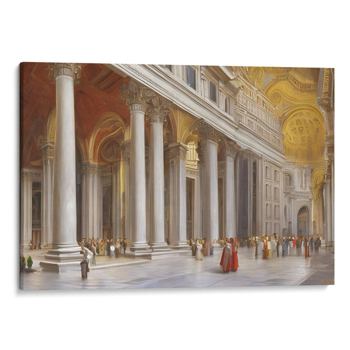 Realism Colonnade of St. Peter's Basilica Print - Canvas Art Print by Kanvah