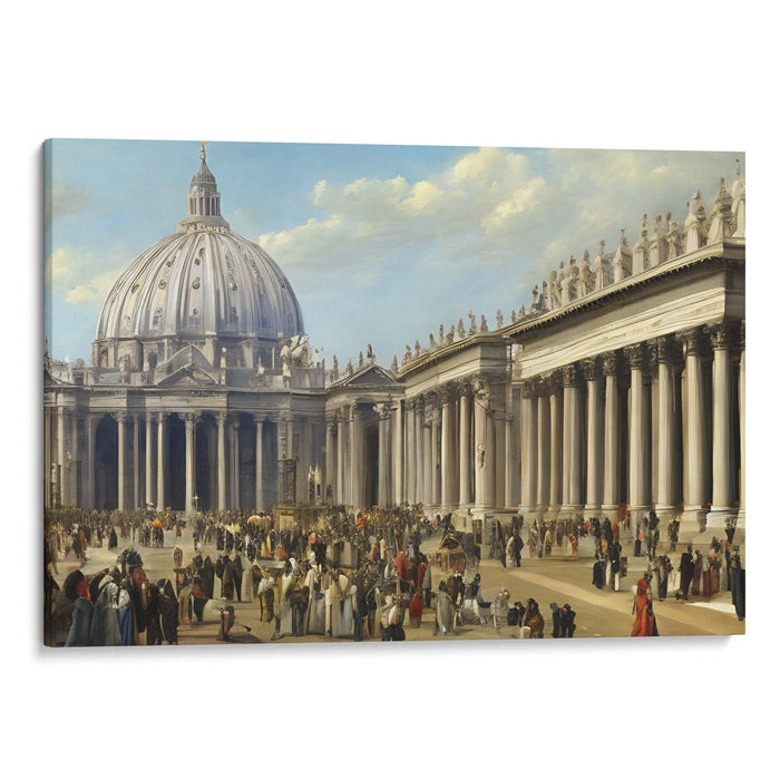 Realism Colonnade of St. Peter's Basilica Print - Canvas Art Print by Kanvah