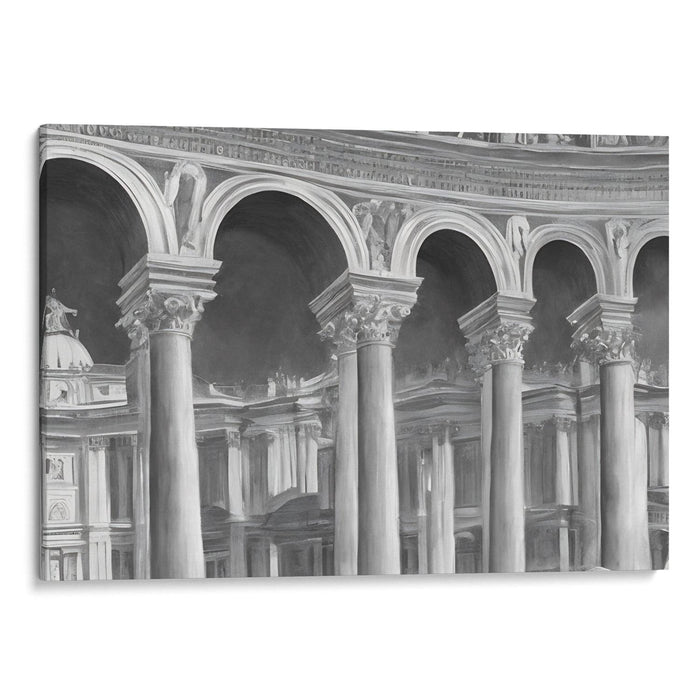 Realism Colonnade of St. Peter's Basilica Print - Canvas Art Print by Kanvah