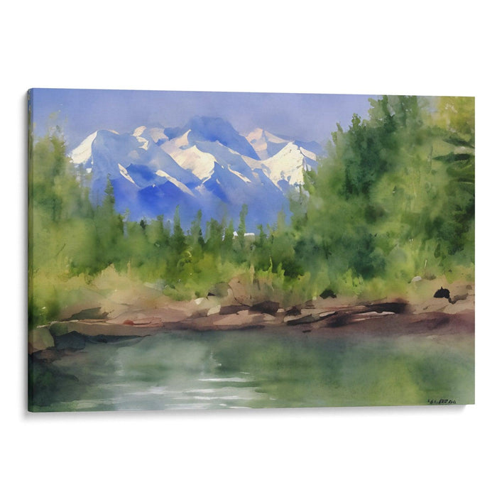 Watercolor Denali Print - Canvas Art Print by Kanvah