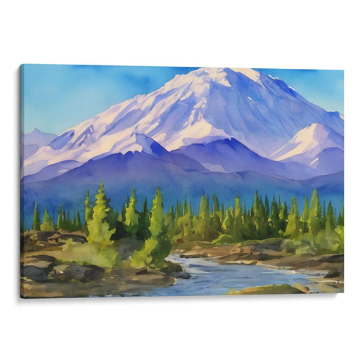 Watercolor Denali Print - Canvas Art Print by Kanvah