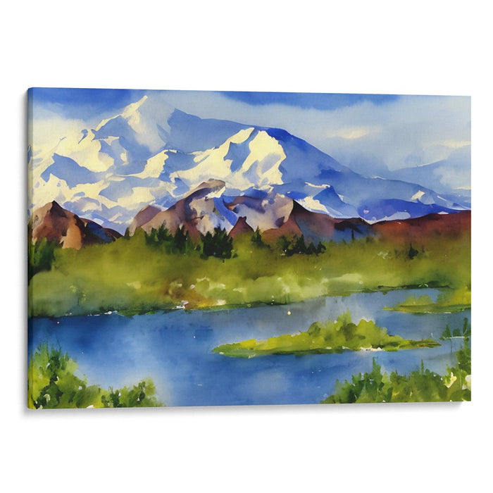 Watercolor Denali Print - Canvas Art Print by Kanvah