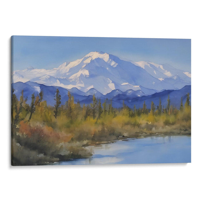 Watercolor Denali Print - Canvas Art Print by Kanvah