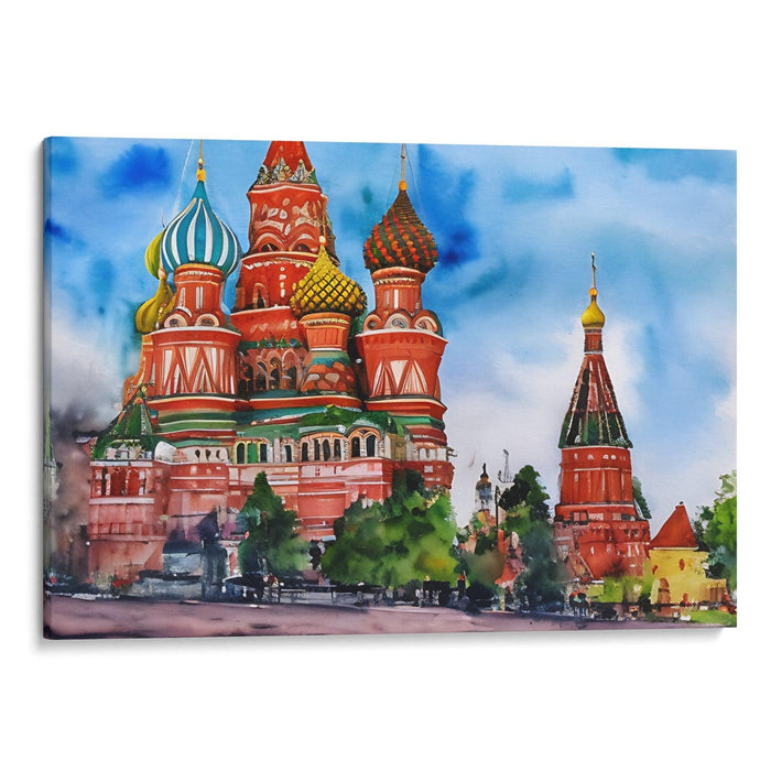 Watercolor St. Basil's Cathedral Print - Canvas Art Print by Kanvah