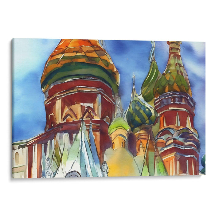 Watercolor St. Basil's Cathedral Print - Canvas Art Print by Kanvah