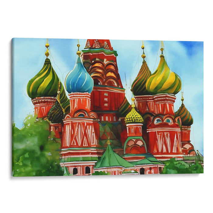 Watercolor St. Basil's Cathedral Print - Canvas Art Print by Kanvah