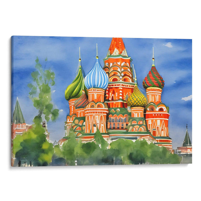 Watercolor St. Basil's Cathedral Print - Canvas Art Print by Kanvah