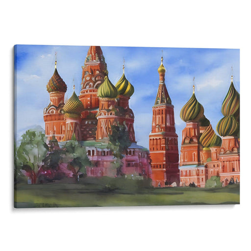 Watercolor St. Basil's Cathedral Print - Canvas Art Print by Kanvah