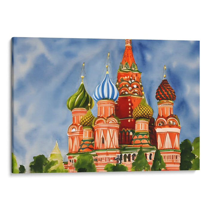 Watercolor St. Basil's Cathedral Print - Canvas Art Print by Kanvah