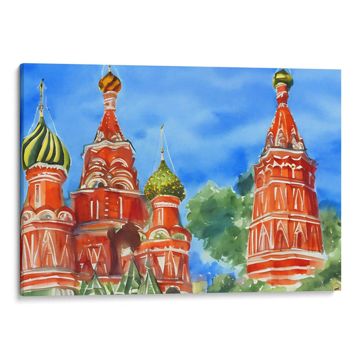 Watercolor St. Basil's Cathedral Print - Canvas Art Print by Kanvah