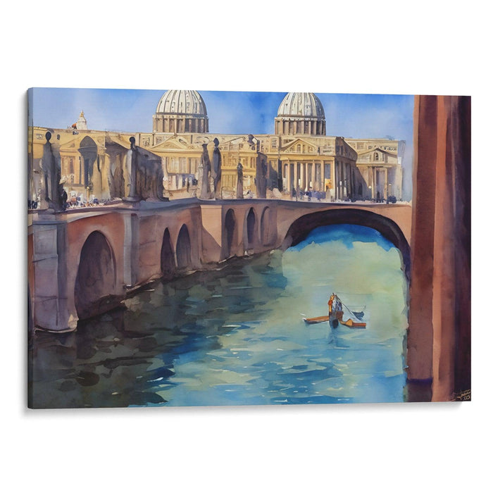 Watercolor Colonnade of St. Peter's Basilica Print - Canvas Art Print by Kanvah