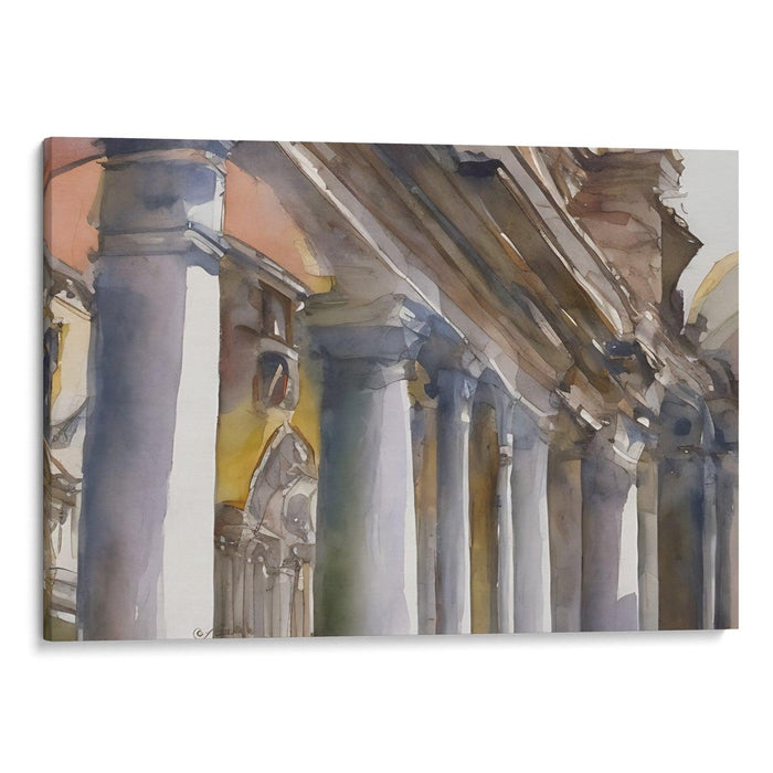 Watercolor Colonnade of St. Peter's Basilica Print - Canvas Art Print by Kanvah