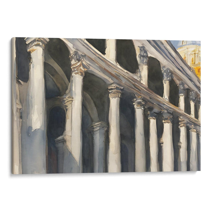 Watercolor Colonnade of St. Peter's Basilica Print - Canvas Art Print by Kanvah