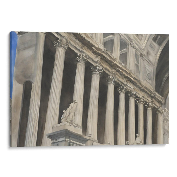 Watercolor Colonnade of St. Peter's Basilica Print - Canvas Art Print by Kanvah