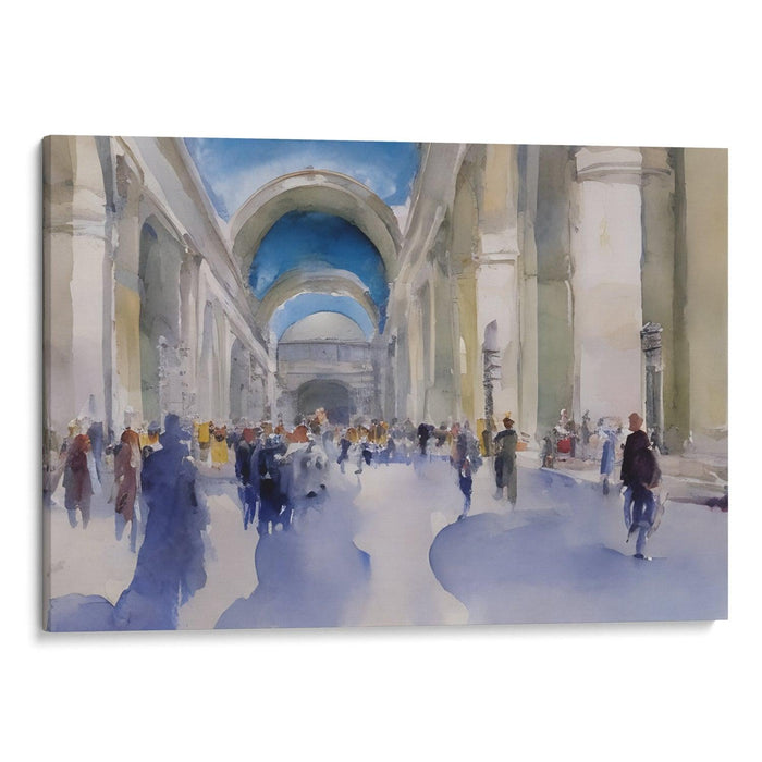 Watercolor Colonnade of St. Peter's Basilica Print - Canvas Art Print by Kanvah