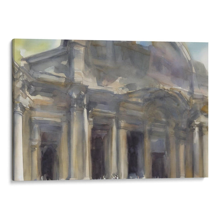 Watercolor Colonnade of St. Peter's Basilica Print - Canvas Art Print by Kanvah