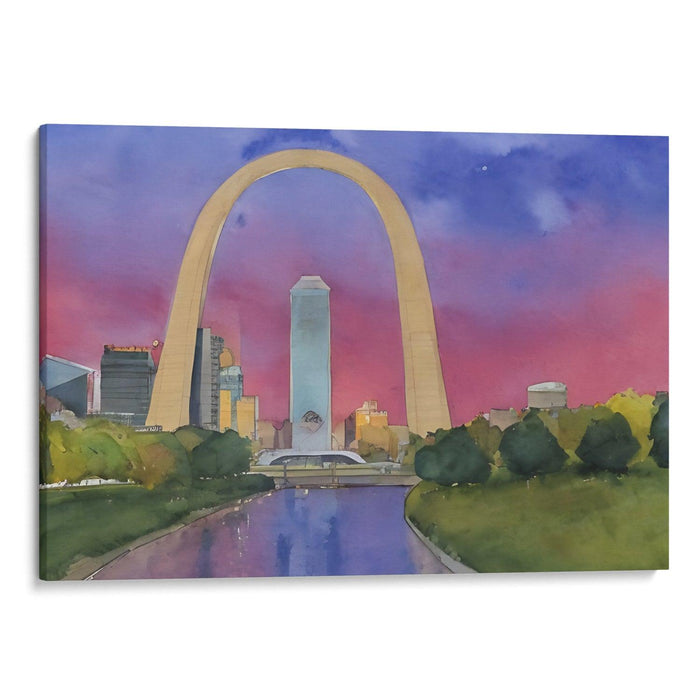 Watercolor St. Louis Arch Print - Canvas Art Print by Kanvah