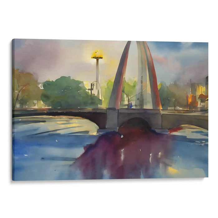 Watercolor St. Louis Arch Print - Canvas Art Print by Kanvah