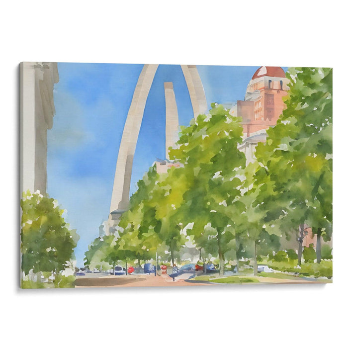 Watercolor St. Louis Arch Print - Canvas Art Print by Kanvah