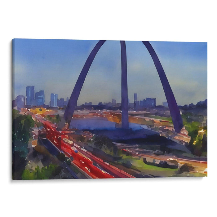 Watercolor St. Louis Arch Print - Canvas Art Print by Kanvah