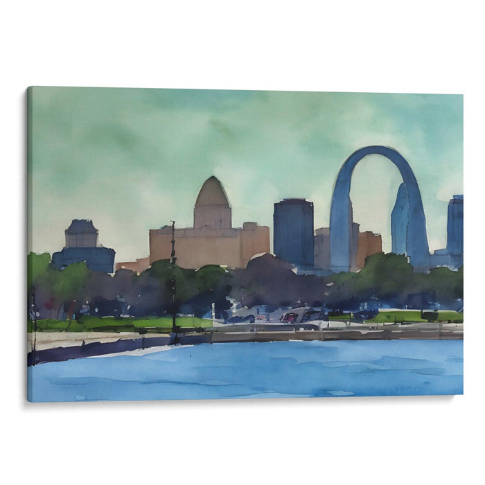 Watercolor St. Louis Arch Print - Canvas Art Print by Kanvah