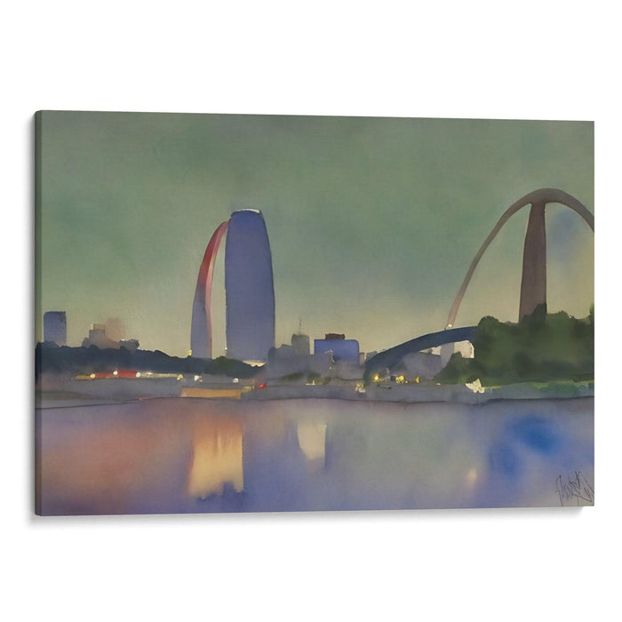 Watercolor St. Louis Arch Print - Canvas Art Print by Kanvah