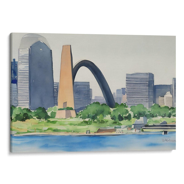 Watercolor St. Louis Arch Print - Canvas Art Print by Kanvah