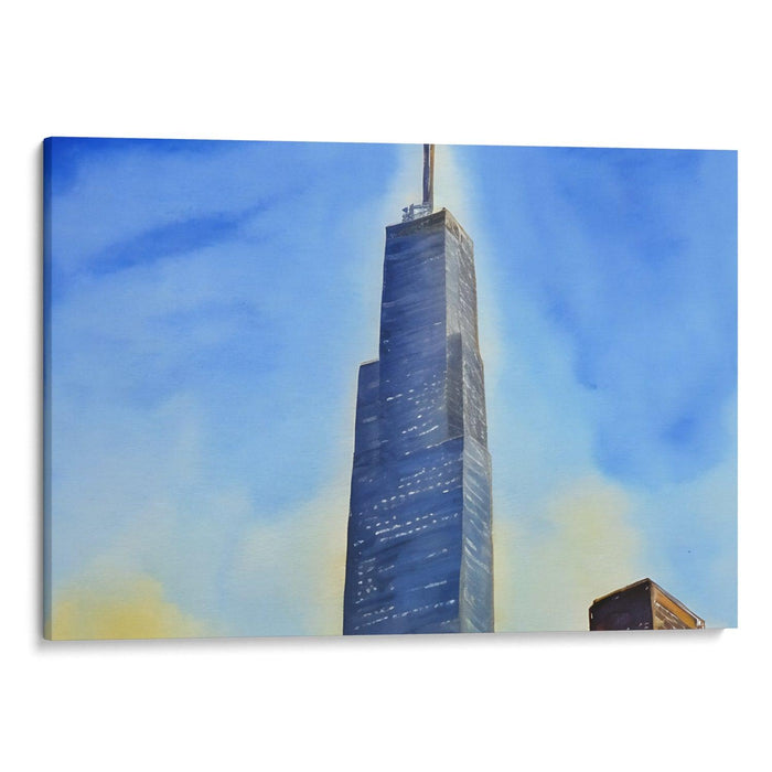 Watercolor Willis Tower Print - Canvas Art Print by Kanvah