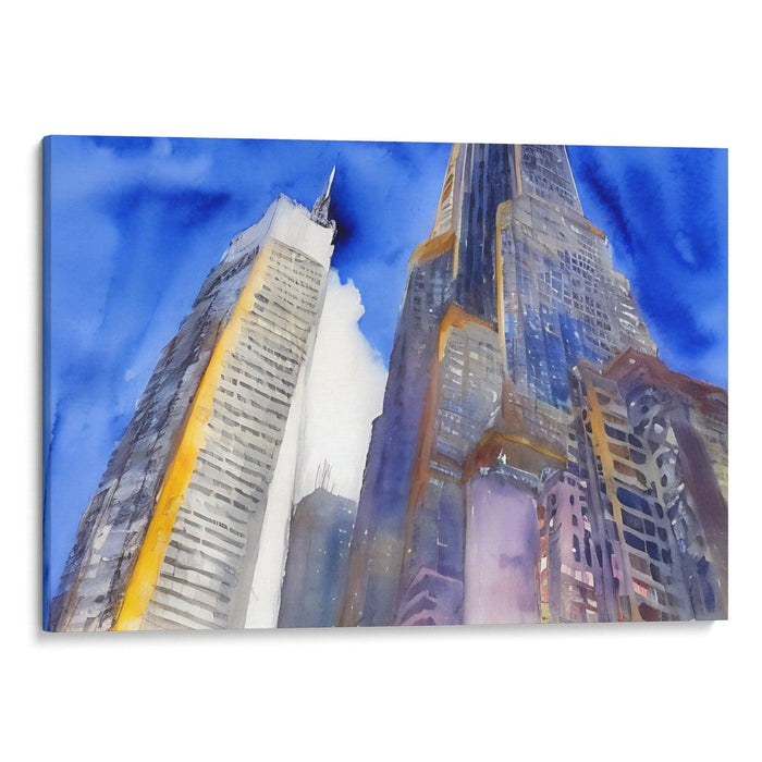 Watercolor Willis Tower Print - Canvas Art Print by Kanvah