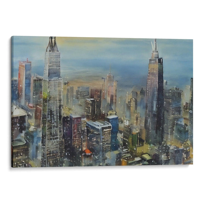 Watercolor Willis Tower Print - Canvas Art Print by Kanvah