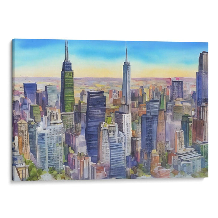 Watercolor Willis Tower Print - Canvas Art Print by Kanvah