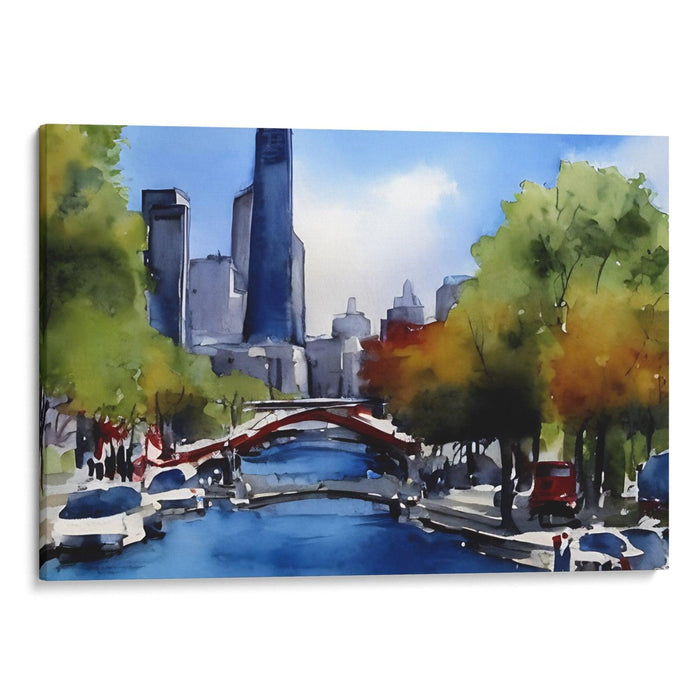 Watercolor Willis Tower Print - Canvas Art Print by Kanvah